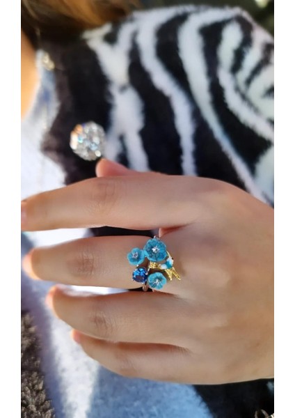 Ithal Kuşlu Sedef Çiçekli Mavi Gümüş Set fiyatları