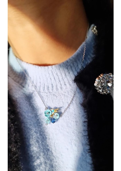 Ithal Kuşlu Sedef Çiçekli Mavi Gümüş Set modelleri