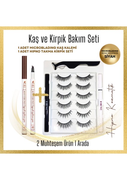 Magic Lashes 6 Farklı Kirpik Seti Ve Microblading Kaş Kalemi (Siyah) Set Bir Arada