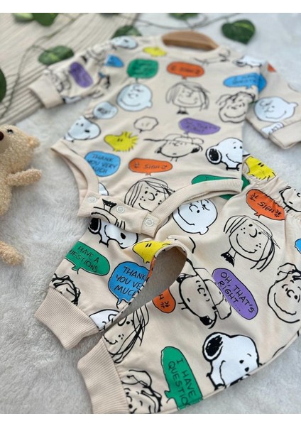 Snopy Desenli Çıtçıtlı Badili Unisex Bebek/çocuk Ikili Takım fiyatları
