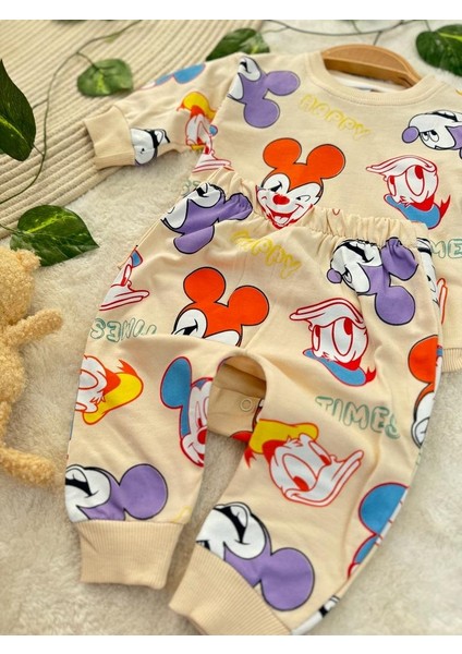 Miki Desenli Çıtçıtlı Badili Unisex Bebek/çocuk Ikili Takım fiyatları