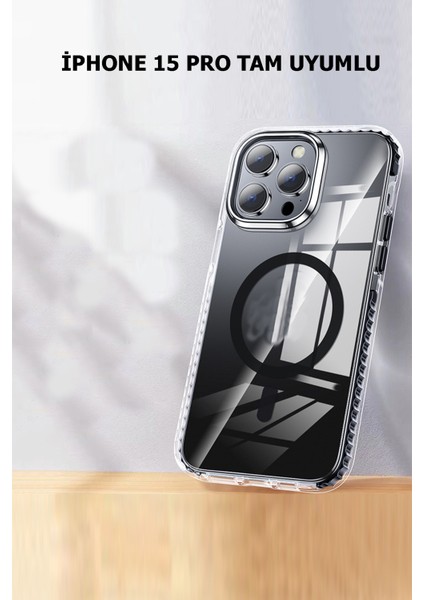 iPhone 15 Pro Uyumlu Kılıf Magsafe Şarj Özellikli Kapak Antishock Yüksek Koruma Sararmaz Kapak Tpu