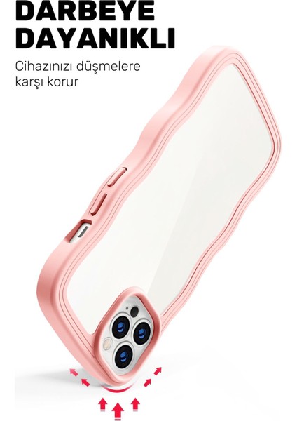 iPhone 15 Pro Max Uyumlu Dalgalı Çerçeveli Darbeye Dayanıklı Silikon Telefon Kılıfı modelleri