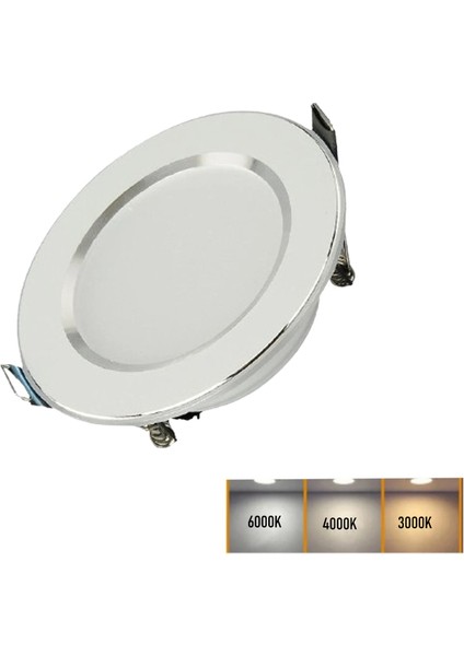 5W 3 Renkli(Beyaz,Günışığı,Amber)Beyaz Krom Kasa Led Spot Lamba-20 ADETTİR