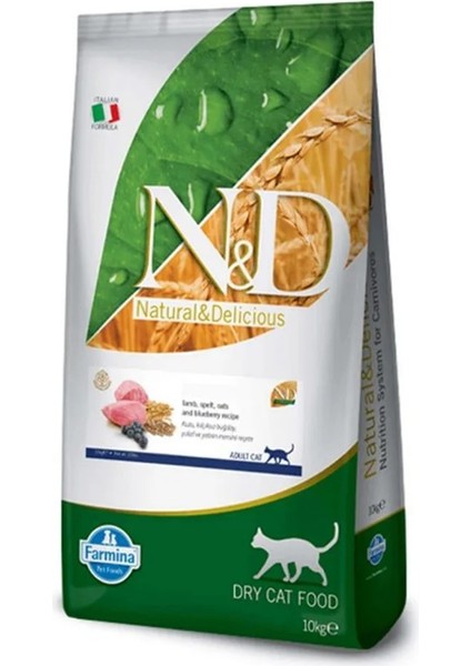 Nd Ancestral Graın Adult Kedi 10KG Düşük Tahıllı Kuzu Buğday Yulaf ve Yaban Mersini Kedi Mama