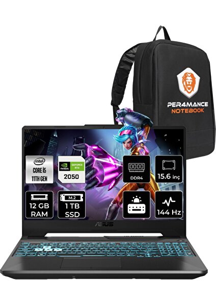 Tuf Gaming F15 Intel Core I5 11400H 12GB 1tb SSD RTX2050/4GB 144HZ 15.6'' Fhd Fdos Taşınabilir Bilgisayar HN031 & Per4 Çanta HN031P308