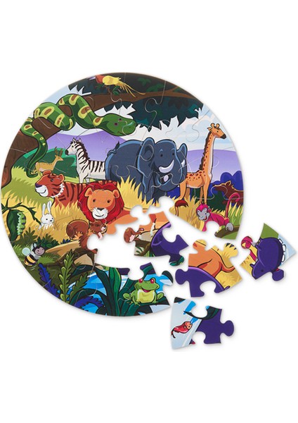 Ceo Design Safari Temalı 25 Parçalı 42CM Çapında Dev Ahşap Puzzle