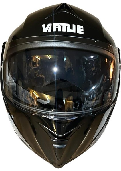 Çene Açılır Kask Vizörlü Siyah Ece Belgeli