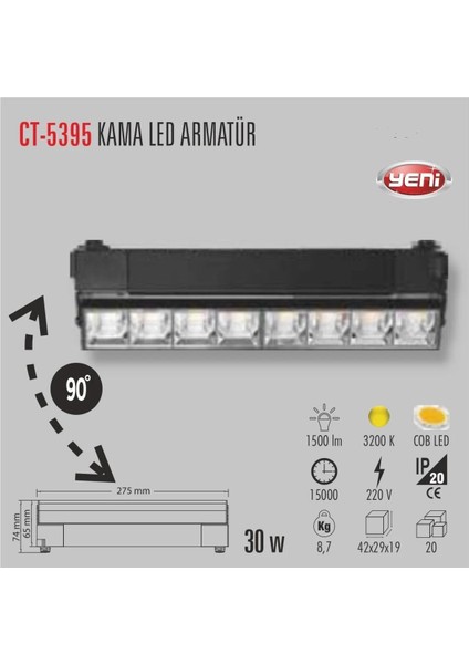 CT-5395 30W Kama LED Armatür Günışığı fiyatları