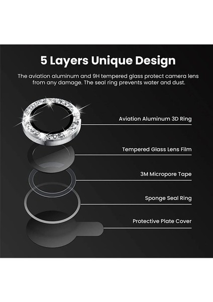 iPhone 12 Pro Max Uyumlu Alüminyum Alaşım 3D Kamera Lens Koruyucu Gümüş [3'lü Set] fiyatları