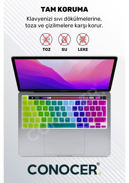 Macbook Pro M2 13INC Uyumlu Klavye Koruyucu A2289 2251 A2338 A2141 Türkçe Baskı