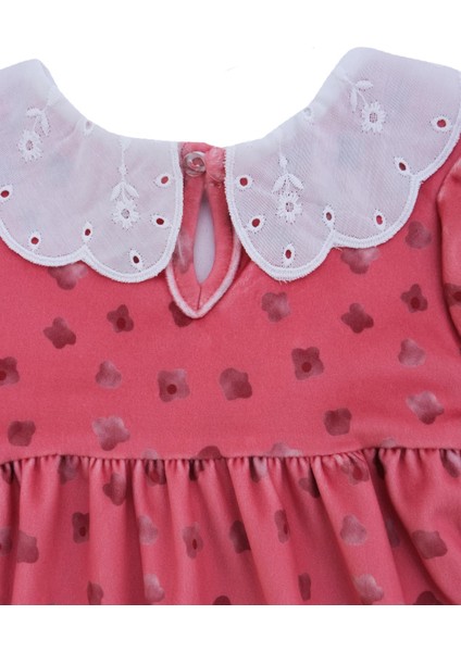 Kız Çocuk Fisto Yakalı Desenli Dantelli Elbise modelleri