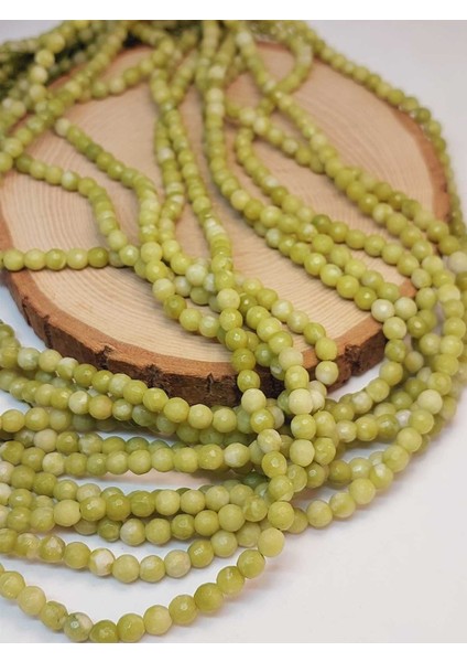 Peridot (Zebercet) Taşı Açık Renk Yeşil-Beyaz Faset Kesim Dizi 6mm (45950) fiyatları