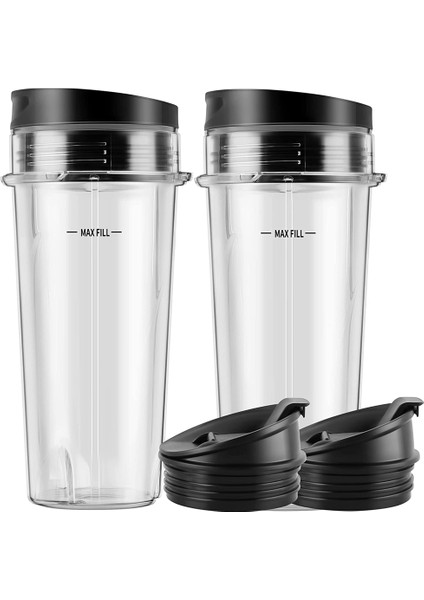 Ninja Blender Aksesuarları Için Mühür Kapaklı 2'li Paket Blender 16OZ Bardaklar (Yurt Dışından)