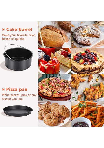 Hava Fritözü Aksesuarları, Hava Fritözü Pizza Tavası ve Pişirme Kek Fıçısı (Yurt Dışından)