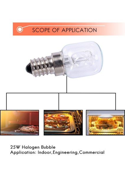 E14 Yüksek Sıcaklık Ampulü 500 Derece 25W Halojen Kabarcık Fırın Ampulü (Yurt Dışından)