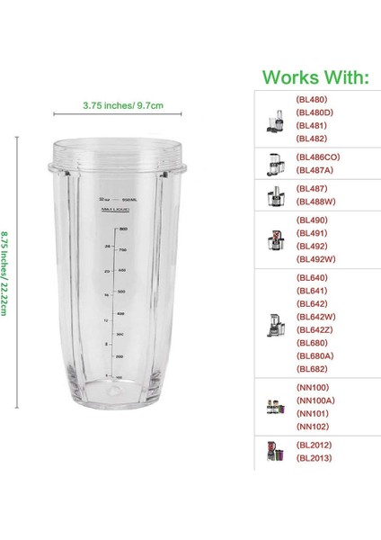 Nutri Ninja BL450 BL640 BL480 Için 32 Oz Meyve Sıkacağı Kupasının Değiştirilmesi (Yurt Dışından) modelleri