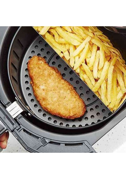 5l Hava Fritözü Için Hava Fritözü Pişirme Bölücü Yiyecekleri Ayrı Tutar 21CM Siyah (Yurt Dışından)