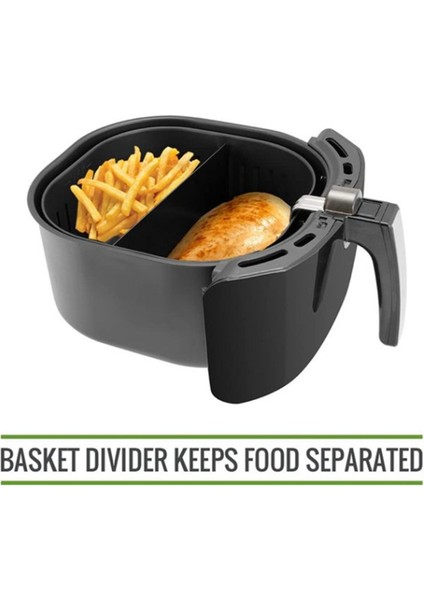 5l Hava Fritözü Için Hava Fritözü Pişirme Bölücü Yiyecekleri Ayrı Tutar 21CM Siyah (Yurt Dışından)