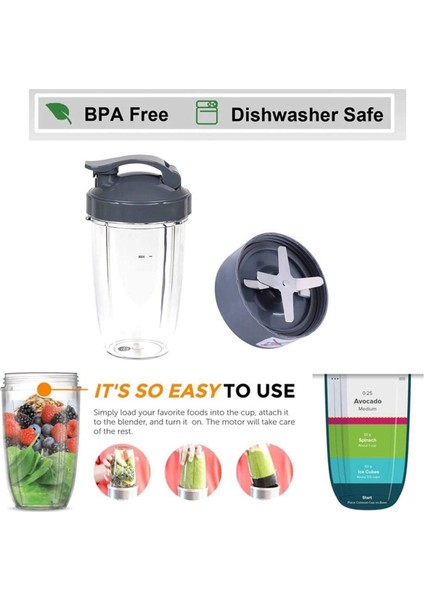 Nutribullet, Kapaklar ve Bıçak ve 24OZ Kaplar Için Uyumlu Aksesuar Kiti (Yurt Dışından) indirimleri