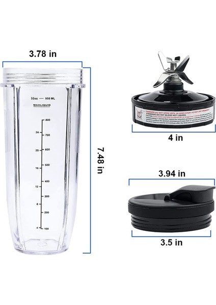 Ninja, Çıkarıcı Blender ve 2 Paket 32OZ Bardaklar Için 7 Kanatlı Bıçak Parçaları (Yurt Dışından) fırsatları