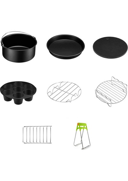 Fit 3.5qt-5.8qt 7 Inç Hava Fritöz Aksesuarları 8 Adet Kit (Yurt Dışından)