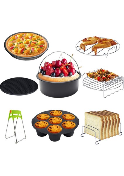Fit 3.5qt-5.8qt 7 Inç Hava Fritöz Aksesuarları 8 Adet Kit (Yurt Dışından)