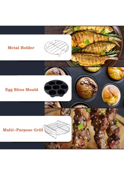 Fit 3.5qt-5.8qt 7 Inç Hava Fritöz Aksesuarları 8 Adet Kit (Yurt Dışından)