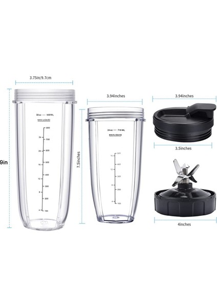 Ninja Için Blender, 32OZ&24OZ Bardak ve Kapaklı,7 Kanatlı Çıkarıcı Bıçağı (Yurt Dışından)