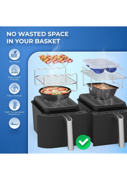Hava Fritöz Rafı Çift Katmanlı Raf, Ninja Foodi DZ201/401 ile Uyumlu (Yurt Dışından)