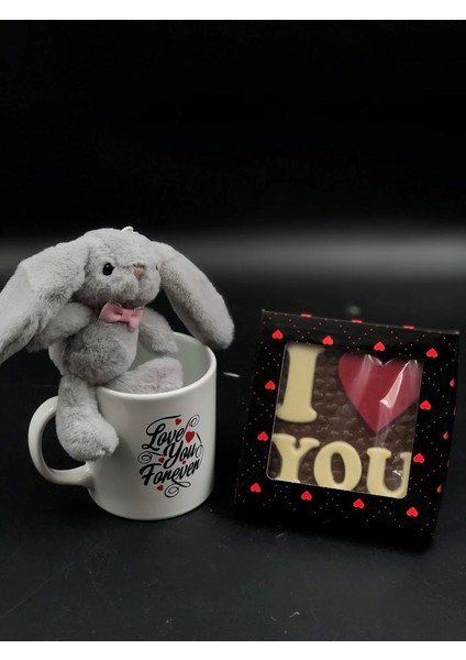 Sevgiliye Arkadaşa Hediye 14 Şubat Kupa Love Foreverve Sevimli Peluş Anahtarlık Lezzetli Çikolata