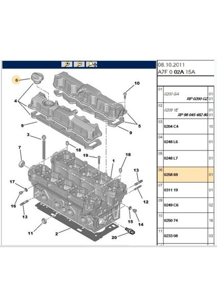 Yağ Dolum Kapağı 206 207 307 308 407 Partner Tepee C2 C3 C4 (025869)