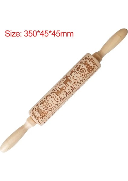 F 350X45X45MM Stili Noel Ahşap Kabartma Oklava Fondan Hamur Vintage Desen Oyulmuş Rulo Sopa Pişirme Pasta Aracı Pişirme Aksesuarları (Yurt Dışından)
