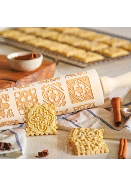 F 350X45X45MM Stili Noel Ahşap Kabartma Oklava Fondan Hamur Vintage Desen Oyulmuş Rulo Sopa Pişirme Pasta Aracı Pişirme Aksesuarları (Yurt Dışından) indirimleri