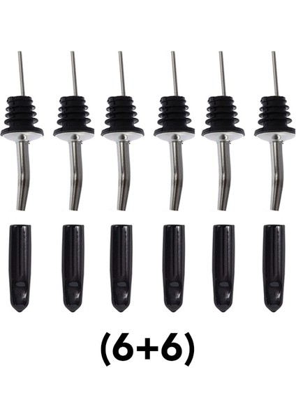 12'li Stil Seti Likör Şişesi Dökücüler Zeytinyağı Sirke Dispenseri Konik Ağızlı Bar Aksesuarları Bar Aletleri (6+6) (Yurt Dışından)