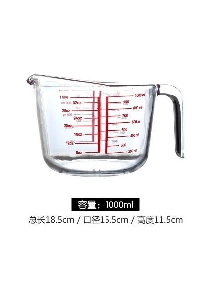 1000ML Tarzı 250ML 500ML L Temperli Şeffaf Cam Ölçme Fincan Dereceli Ölçme Fincan Dereceli Fincan Su Bardağı Mutfak Pişirme (Yurt Dışından)