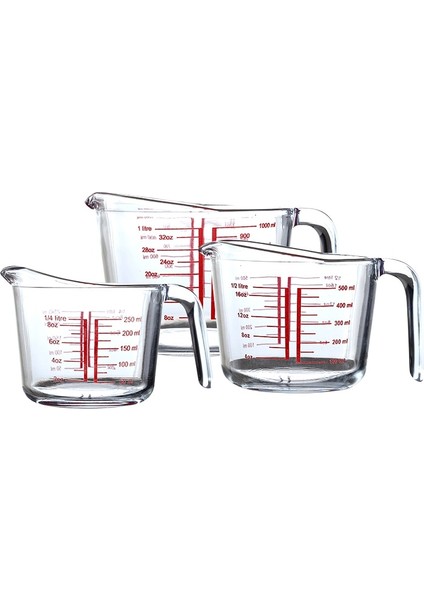 1000ML Tarzı 250ML 500ML L Temperli Şeffaf Cam Ölçme Fincan Dereceli Ölçme Fincan Dereceli Fincan Su Bardağı Mutfak Pişirme (Yurt Dışından) fiyatları
