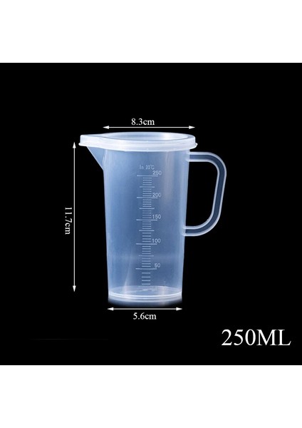 Stili Temizle 250 ml 250ML Mlml Şeffaf Plastik Dereceli Ölçme Fincan Pişirme Kabı Sıvı Ölçüsü Sürahi Fincan Konteyner Mutfak Aracı (Yurt Dışından)