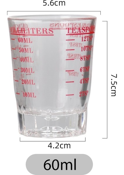 Kırmızı 60ML Tarzı ml Cam Ölçme Fincan Espresso Shot Cam Sıvı Cam Ons Bardak Ölçekli Mutfak Ölçü Aleti Malzemeleri (Yurt Dışından)