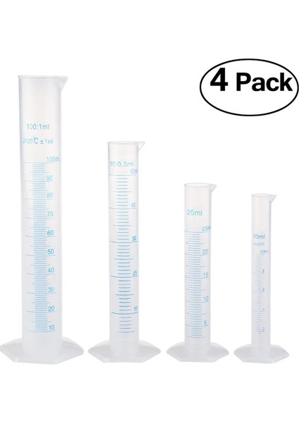 Et Şeffaf Ölçme Plastik Dereceli Silindir Laboratuvar Ölçme Kabı Laboratuvar Aletleri 10ML 25ML 50ML L (Yurt Dışından)