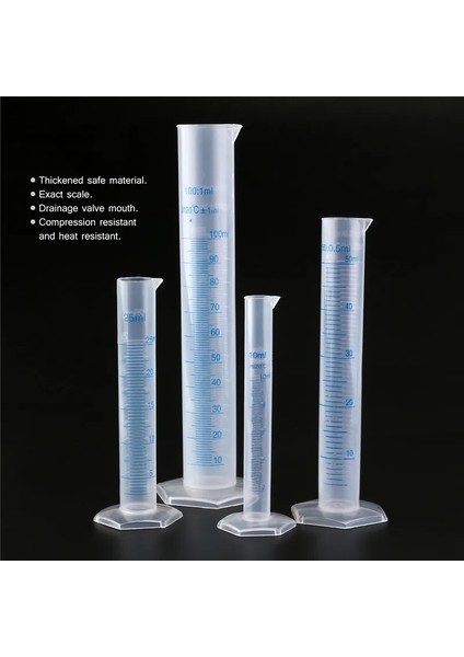 Et Şeffaf Ölçme Plastik Dereceli Silindir Laboratuvar Ölçme Kabı Laboratuvar Aletleri 10ML 25ML 50ML L (Yurt Dışından) fiyatları
