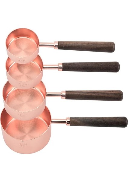4 Adet Büyük A Tarzı Paslanmaz Çelik Ölçme Fincan Ölçme Kaşığı Kwooden Kolu Itchen Pişirme Araçları Barmenlik Ölçeği Ölçme Kaşığı Seti (Yurt Dışından)