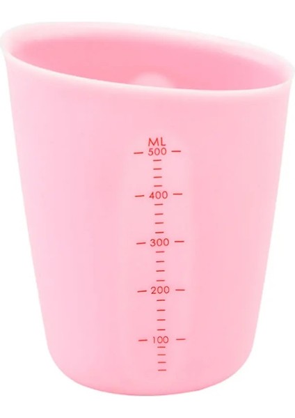 500ML-PEMBE Stil Silikon Dünya ml Silikon Ölçme Fincan Çift Ölçekli Yumuşak Ölçme Fincan Süt Fincan Pişirme Araçları El Yapımı Dıy Ölçme Fincan (Yurt Dışından)