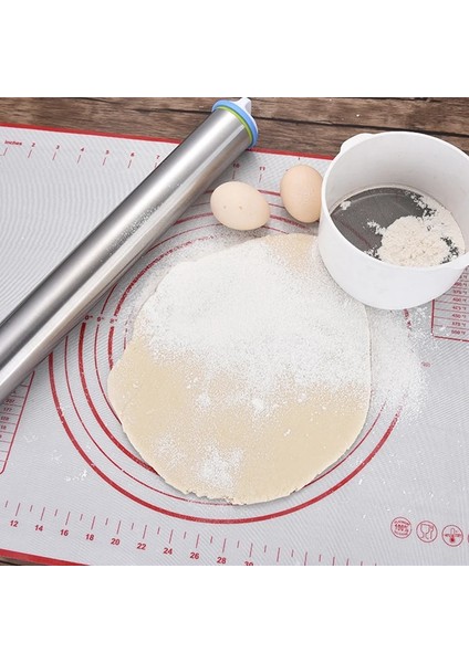 Kırmızı Mat Stili Ayarlanabilir Paslanmaz Çelik Oklava Hamur Pişirme Matı Hamur Silindiri 4 Çıkarılabilir Ayarlanabilir Kalınlık Halkaları Pizza Pasta Pastası (Yurt Dışından) modelleri