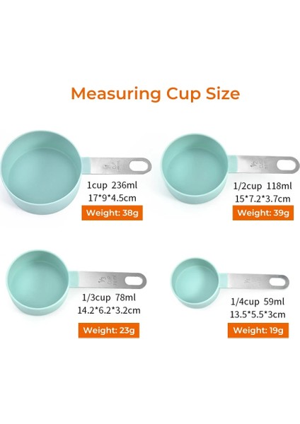 Kaşık-Yeşil Tarzı 4 Adet Pişirme Ölçüm Kaşığı Fincan Çok Amaçlı Kaşık Pp Pişirme Aksesuarları Paslanmaz Çelik Plastik Saplı Mutfak Aletleri (Yurt Dışından) fırsatları