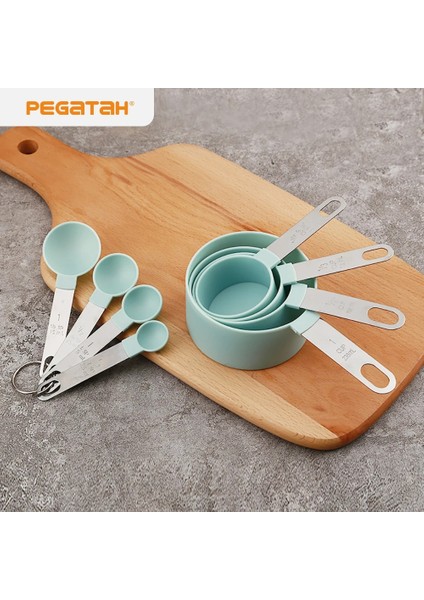 Kaşık-Yeşil Tarzı 4 Adet Pişirme Ölçüm Kaşığı Fincan Çok Amaçlı Kaşık Pp Pişirme Aksesuarları Paslanmaz Çelik Plastik Saplı Mutfak Aletleri (Yurt Dışından) indirimleri