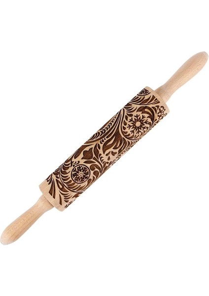 No.4 Tarzı 43CM Oklava Lotus Ahşap Noel Çiçeği Kar Tanesi Desen Rulo Lazer Kabartma Bisküvi Pişirme Dıy Mutfak Malzemeleri (Yurt Dışından)