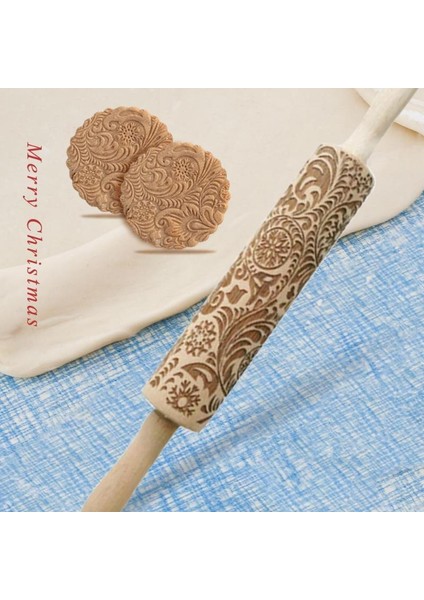 No.4 Tarzı 43CM Oklava Lotus Ahşap Noel Çiçeği Kar Tanesi Desen Rulo Lazer Kabartma Bisküvi Pişirme Dıy Mutfak Malzemeleri (Yurt Dışından)