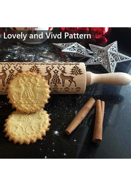 Snowflakes Style Teenra Noel Kabartma Oklava Ahşap Oklava Fondan Kek Hamur Rulo Noel Oyulmuş Haddeleme Ake Araçları (Yurt Dışından) indirimleri