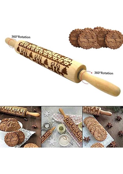 Kalp Tarzı Teenra Noel Kabartma Oklava Ahşap Oklava Fondan Kek Hamur Rulo Noel Oyulmuş Haddeleme Ake Araçları (Yurt Dışından) modelleri